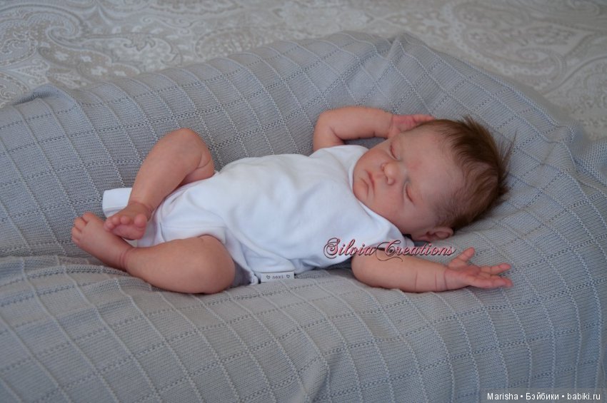 Спящий малыш реборн, молд Xander скульптора Cassie Ann Brace, прототип Silvia Ezquerra (фото 8)