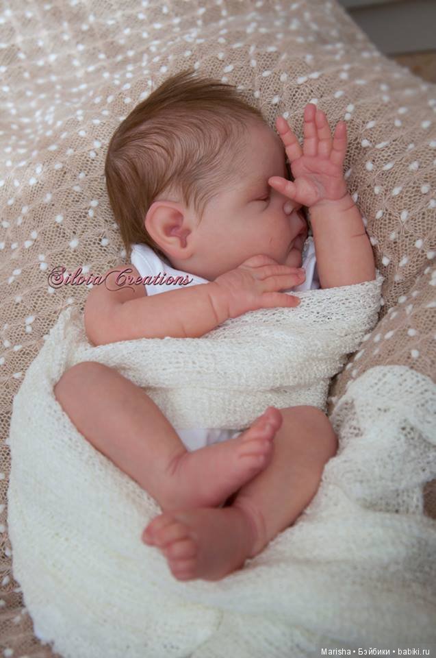 Спящий малыш реборн, молд Xander скульптора Cassie Ann Brace, прототип Silvia Ezquerra