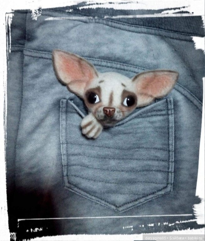 Чихо брошь — Валяные игрушки из шерсти: сухое валяние (фото 10)