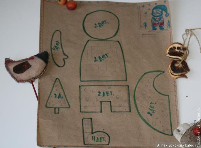 Дед Мороз из ткани с выкройкой (фото 2)