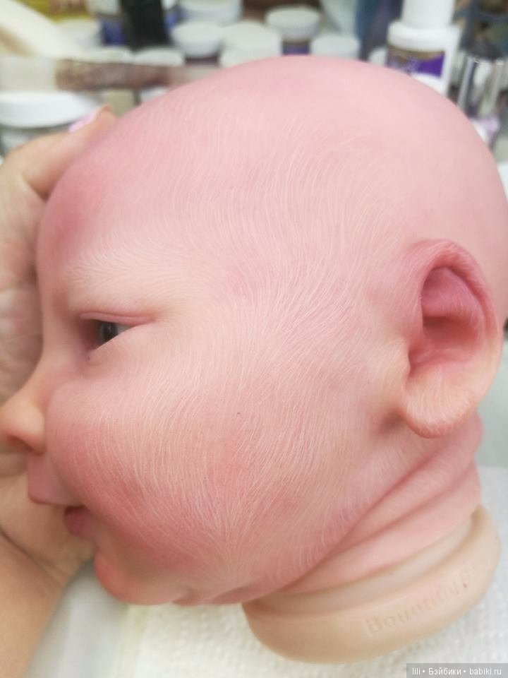Прорисовка волосиков на лице малыша реборн (фото 4)