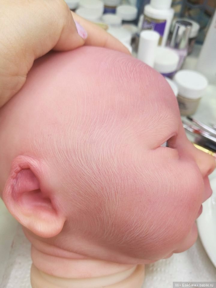 Прорисовка волосиков на лице малыша реборн (фото 5)