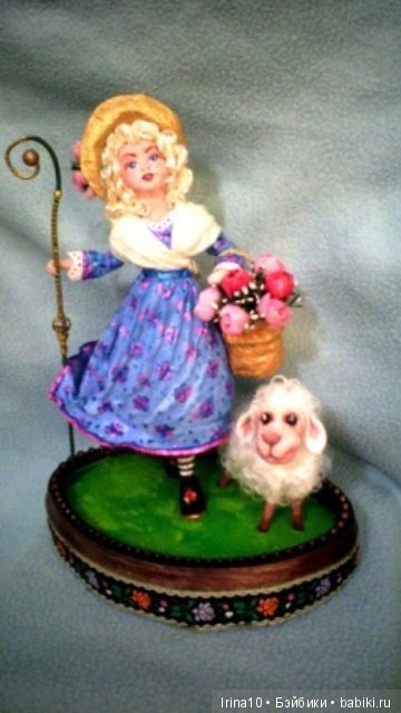 "Фарфоровая" пастушка из ваты (фото 8)