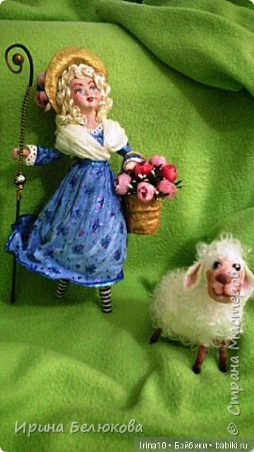 "Фарфоровая" пастушка из ваты (фото 7)