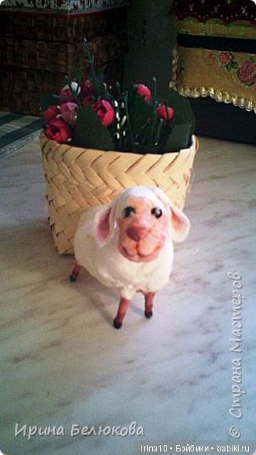 "Фарфоровая" пастушка из ваты (фото 6)