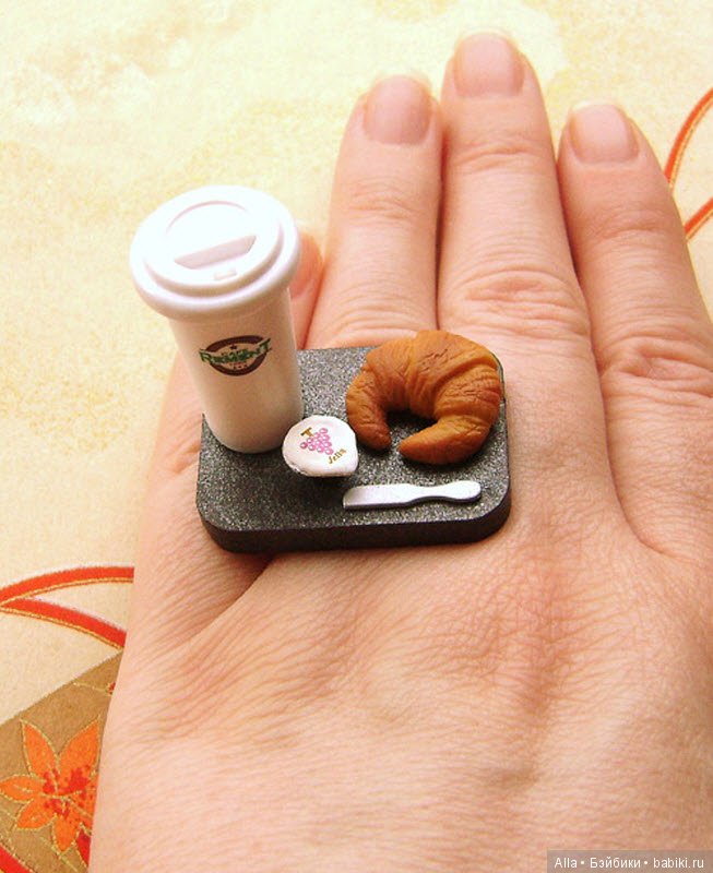 Кольца с фигурками в виде миниатюрных блюд (фото 5)