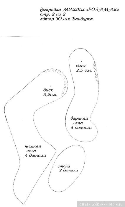 Выкройка мишки Тедди длиноножки, автор Юлия Бандурка (фото 3)
