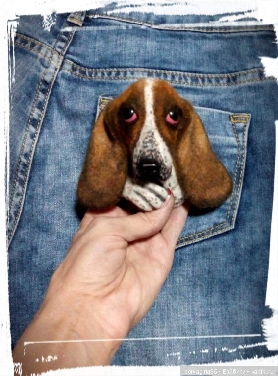 Брошь бассет хаунд — Валяные игрушки из шерсти: сухое валяние (фото 6)