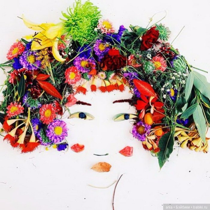 Невероятно нежные портреты, выполненные из цветов, ягод и растений (фото 7)