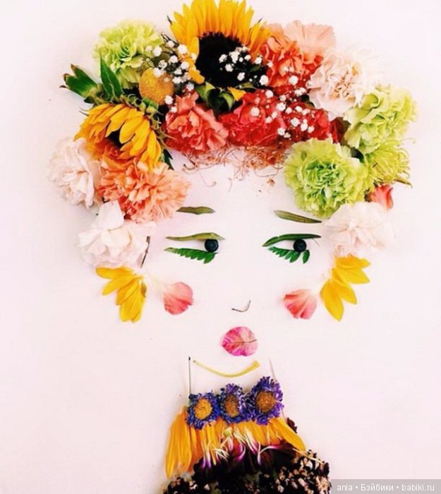 Невероятно нежные портреты, выполненные из цветов, ягод и растений (фото 2)