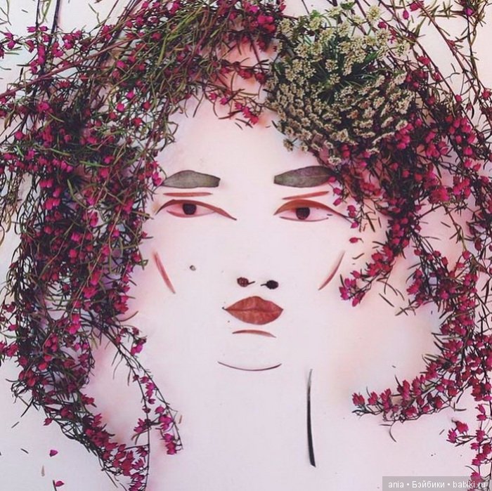 Невероятно нежные портреты, выполненные из цветов, ягод и растений (фото 8)