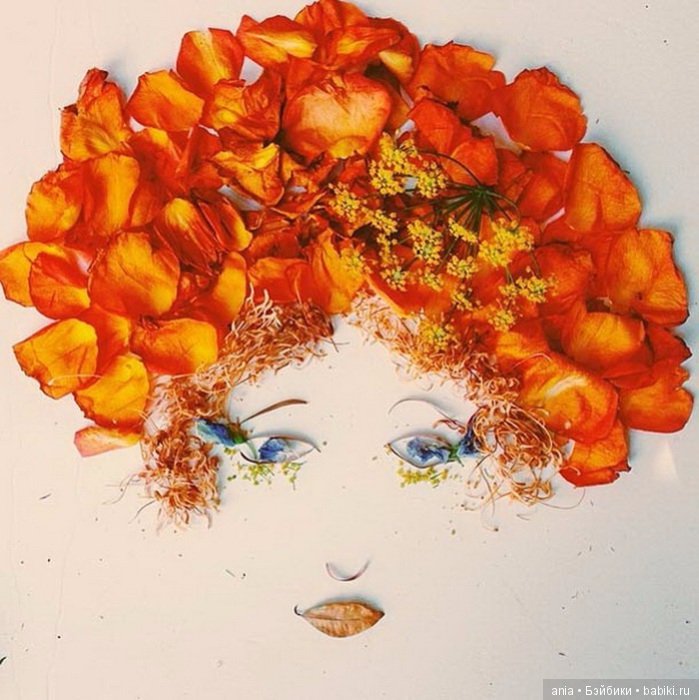 Невероятно нежные портреты, выполненные из цветов, ягод и растений (фото 9)