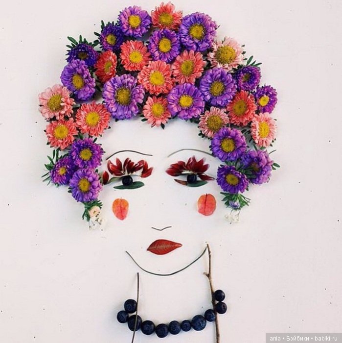 Невероятно нежные портреты, выполненные из цветов, ягод и растений (фото 4)