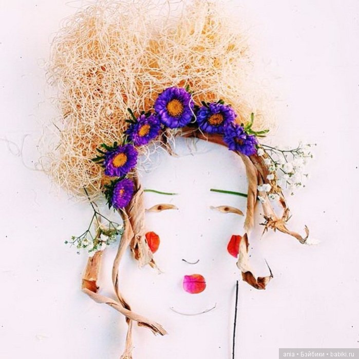 Невероятно нежные портреты, выполненные из цветов, ягод и растений (фото 3)