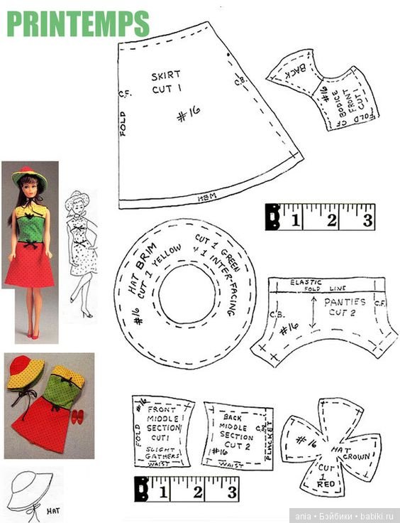 Схема одежды для кукол из ткани