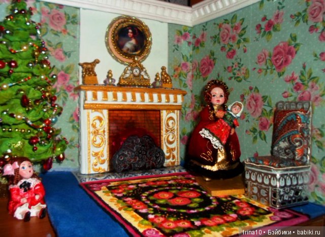 Кукольная миниатюра. Комната с камином