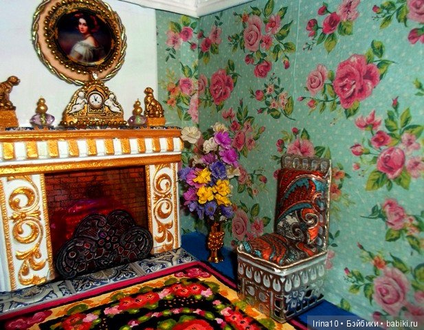 Кукольная миниатюра. Комната с камином (фото 2)