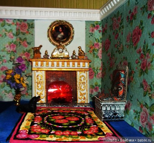 Кукольная миниатюра. Комната с камином (фото 6)