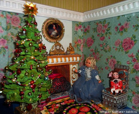 Кукольная миниатюра. Комната с камином (фото 7)