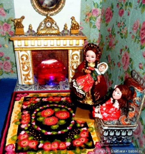 Кукольная миниатюра. Комната с камином