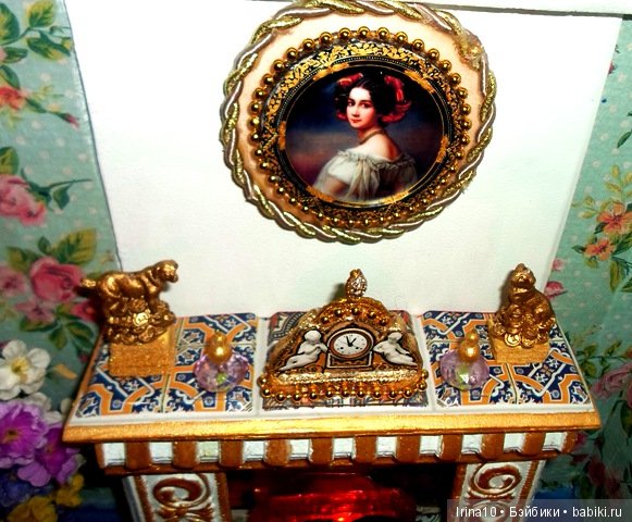 Кукольная миниатюра. Комната с камином (фото 4)