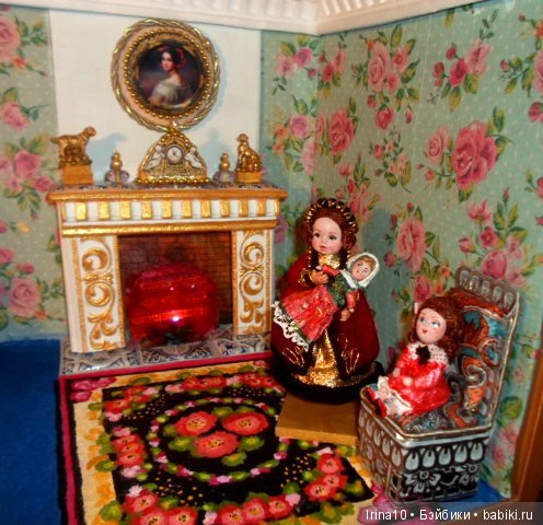 Кукольная миниатюра. Комната с камином (фото 10)