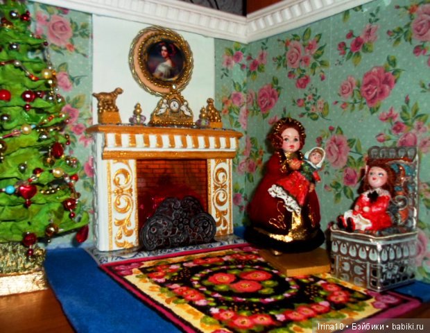 Кукольная миниатюра. Комната с камином