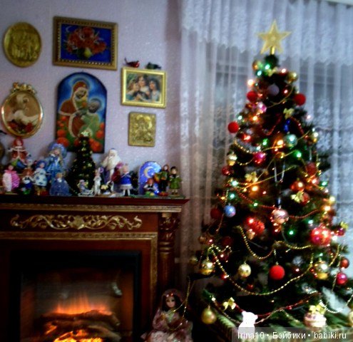 Кукольная миниатюра. Комната с камином