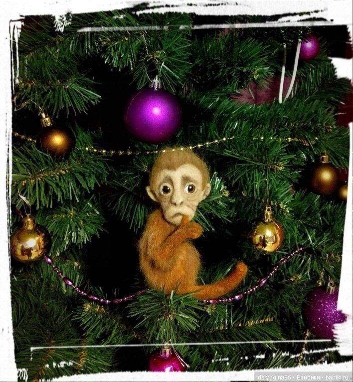 Брошь обезьянка — Валяные игрушки из шерсти: сухое валяние (фото 4)