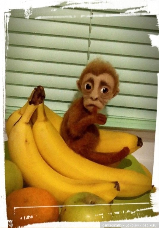 Брошь обезьянка — Валяные игрушки из шерсти: сухое валяние