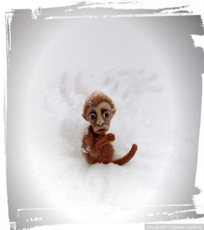 Брошь обезьянка — Валяные игрушки из шерсти: сухое валяние (фото 8)