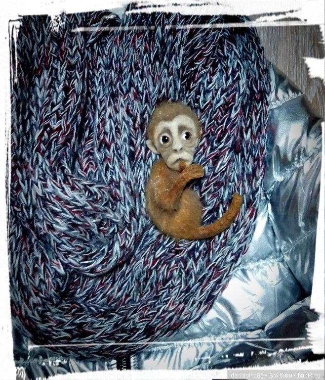 Брошь обезьянка — Валяные игрушки из шерсти: сухое валяние