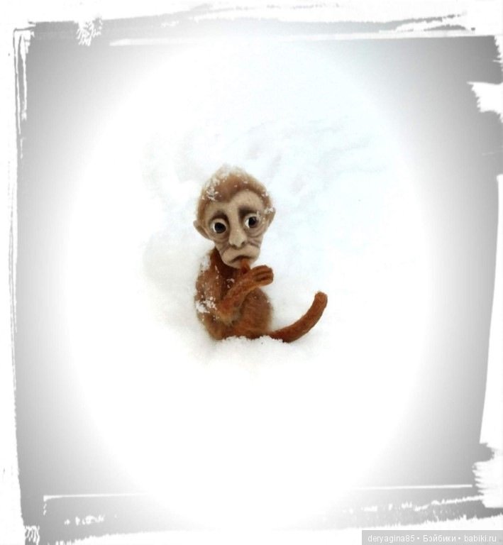 Брошь обезьянка — Валяные игрушки из шерсти: сухое валяние (фото 9)