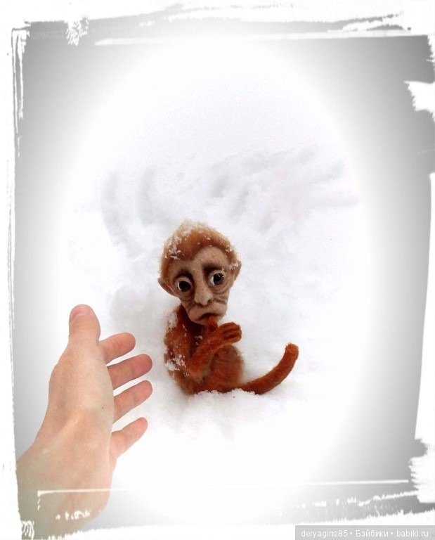 Брошь обезьянка — Валяные игрушки из шерсти: сухое валяние (фото 7)