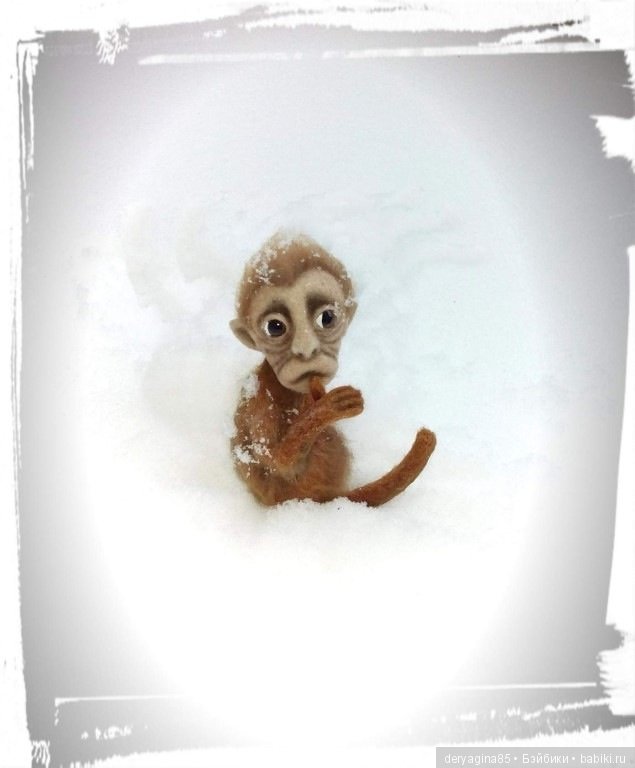 Брошь обезьянка — Валяные игрушки из шерсти: сухое валяние (фото 10)