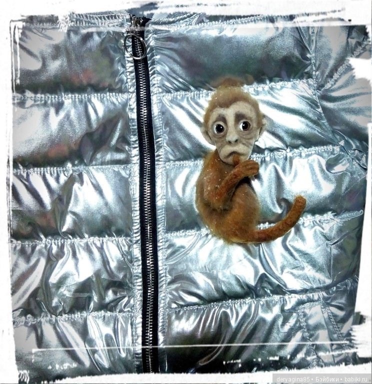 Брошь обезьянка — Валяные игрушки из шерсти: сухое валяние