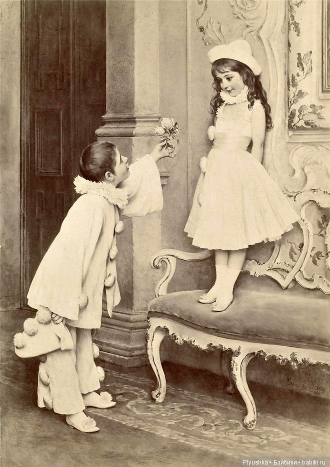 Старинные открытки - фотографии деток с куклами и мишками