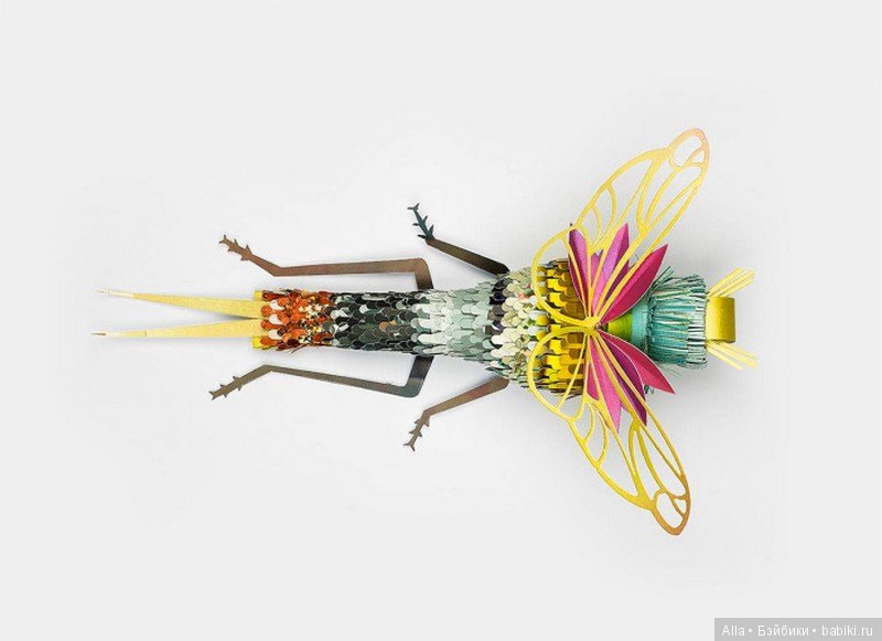 Красочные насекомые из вторично переработанной бумаги (фото 3)