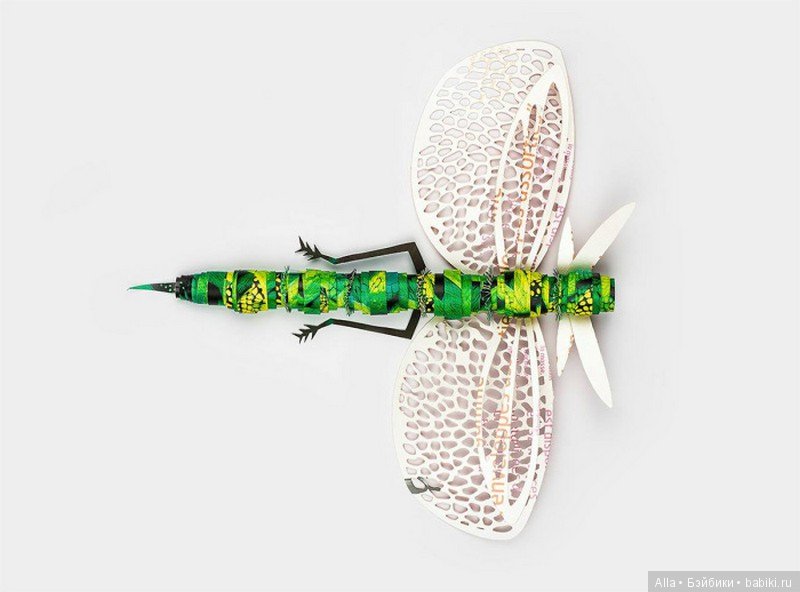 Красочные насекомые из вторично переработанной бумаги (фото 4)