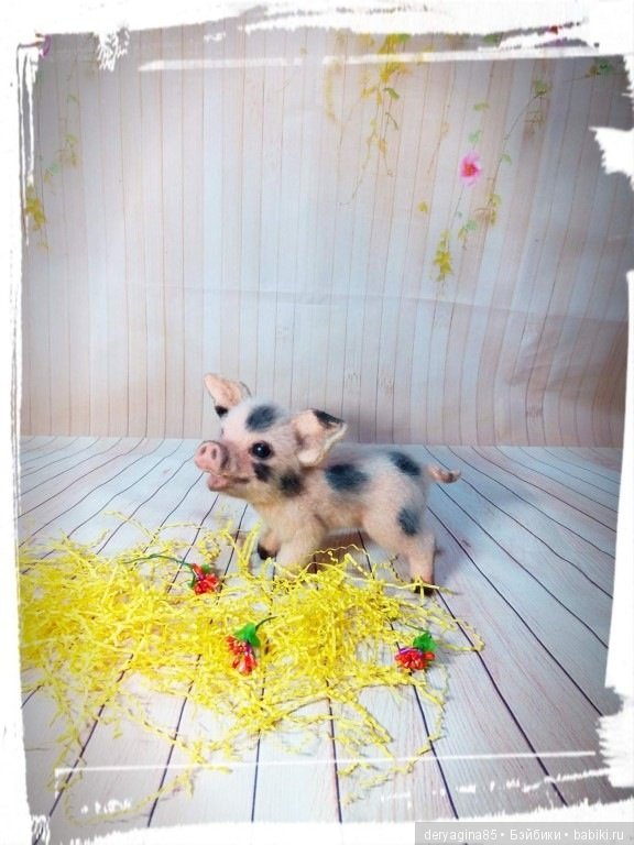 Мой первый поросенок — Валяные игрушки из шерсти: сухое валяние (фото 4)