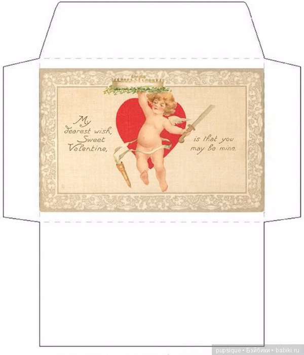 Распечатки валентинок и конвертов ко дню Святого Валентина для наших кукол (фото 6)
