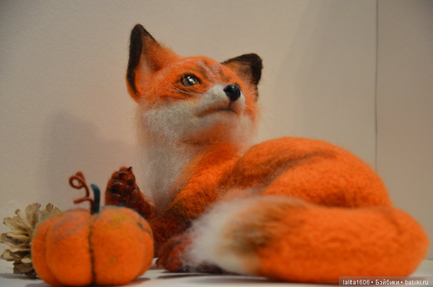 Сухое валяние. Лисичка — Валяные игрушки из шерсти: сухое валяние