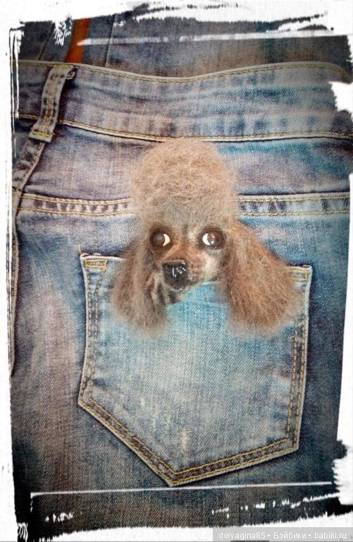 Мини пудель и брошь — Валяные игрушки из шерсти: сухое валяние