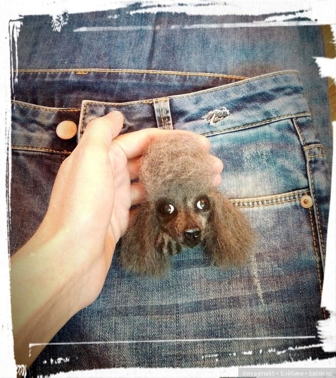 Мини пудель и брошь — Валяные игрушки из шерсти: сухое валяние