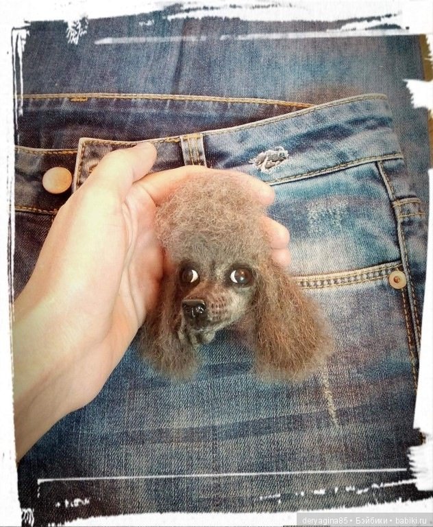 Мини пудель и брошь — Валяные игрушки из шерсти: сухое валяние