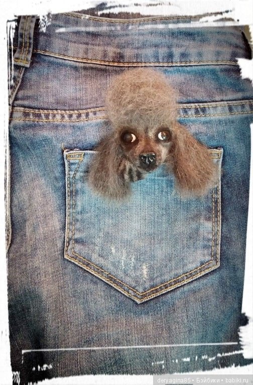 Мини пудель и брошь — Валяные игрушки из шерсти: сухое валяние