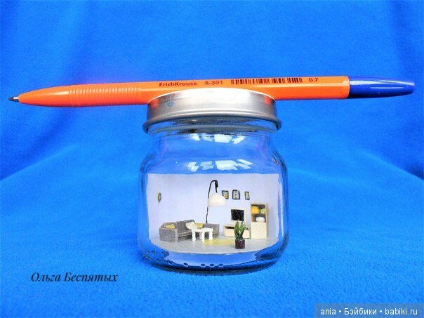 Интерьер Икея в баночке от детского питания. Масштаб 1:100 (фото 5)