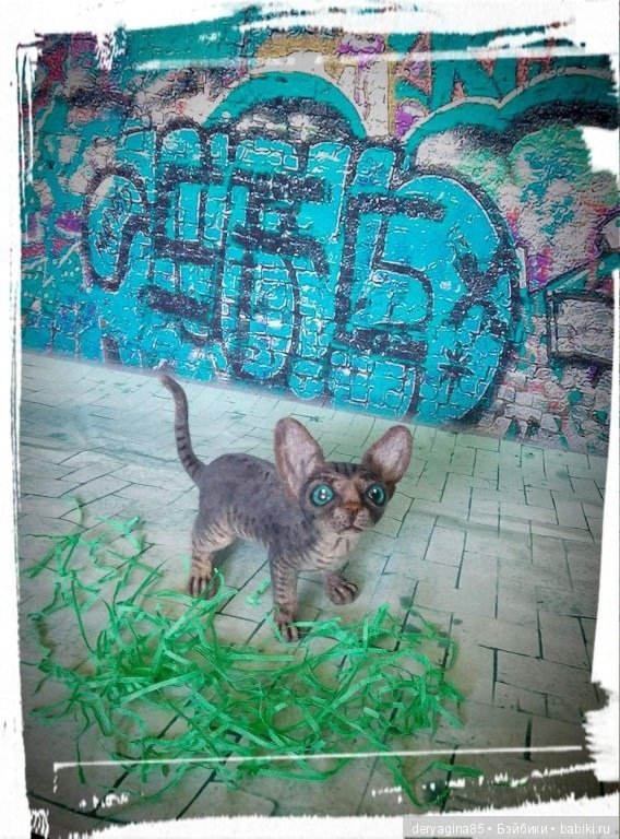 Котёнок породы сфинкс — Валяные игрушки из шерсти: сухое валяние (фото 3)