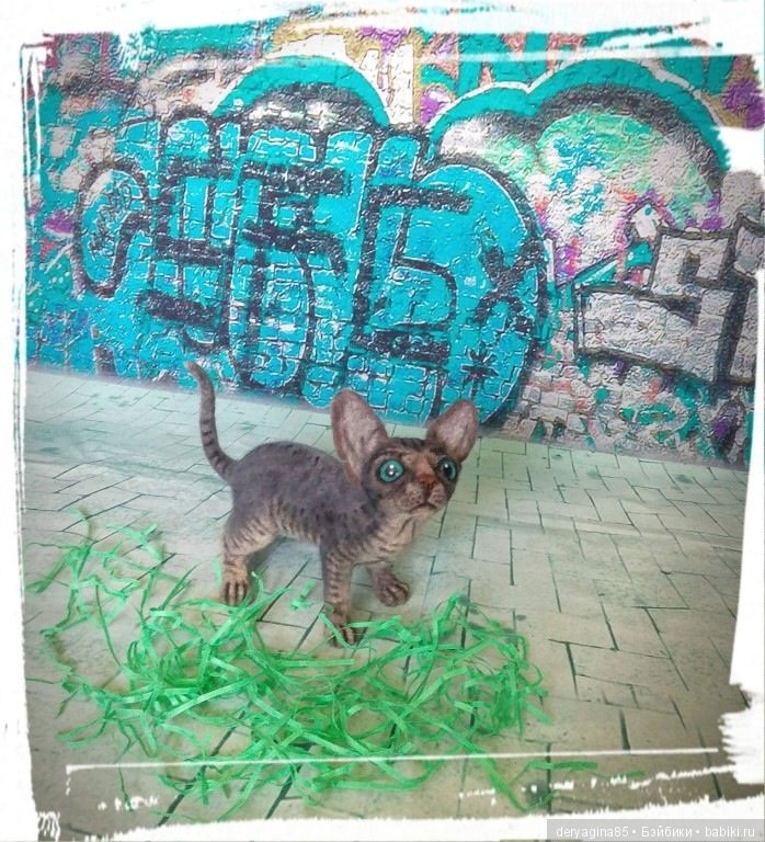 Котёнок породы сфинкс — Валяные игрушки из шерсти: сухое валяние (фото 4)