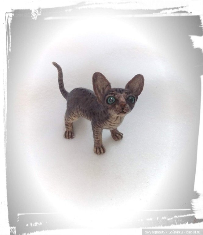 Котёнок породы сфинкс — Валяные игрушки из шерсти: сухое валяние (фото 8)